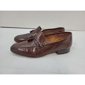 Brass Boot Mens 8.5M Brown Leather Moc Toe Tassel Slip On Loafers 82344